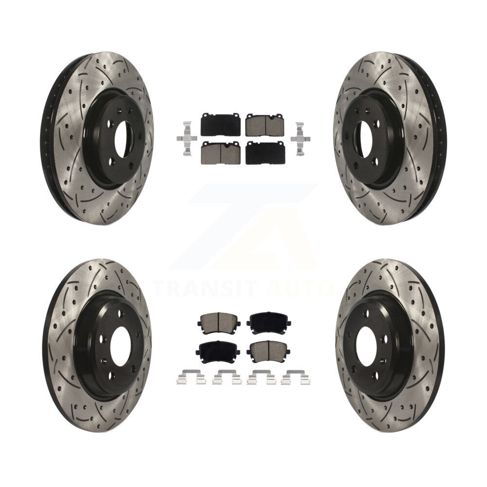 Drilled Slot Brake Rotor Ceramic Pad Front Rear Kit For 2016 Audi Q5 FLEX engine