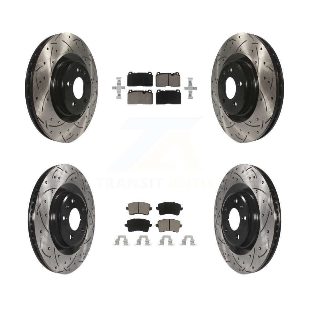 Coated Drilled Slotted Disc Brake Rotor & Ceramic Pad Front Rear Kit For Audi Q5