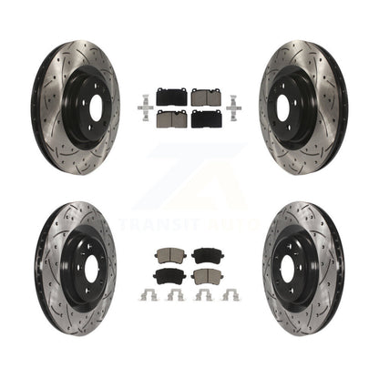 Coated Drilled Slotted Disc Brake Rotor & Ceramic Pad Front Rear Kit For Audi Q5