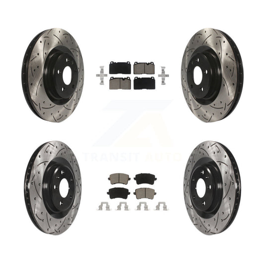Coated Drilled Slotted Disc Brake Rotor & Ceramic Pad Front Rear Kit For Audi Q5