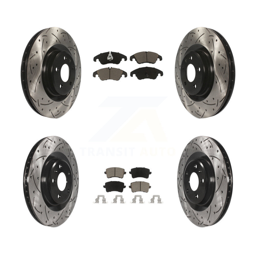 Coated Drill Slot Disc Brake Rotors Ceramic Pad Front Rear Kit For Audi Q5 S4 S5