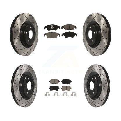 Coated Drill Slot Disc Brake Rotors Ceramic Pad Front Rear Kit For Audi Q5 S4 S5