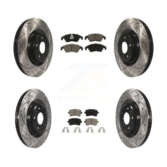 Coated Drill Slot Disc Brake Rotors Ceramic Pad Front Rear Kit For Audi Q5 S4 S5