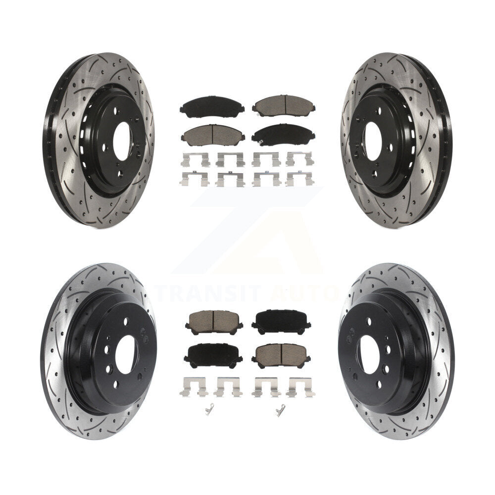 Drill Slot Disc Brake Rotor Ceramic Pad Front Rear Kit For Honda Pilot Ridgeline
