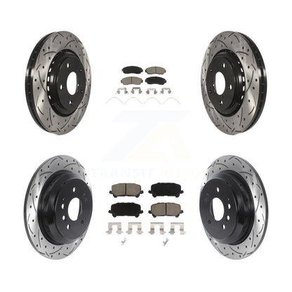 Drilled Slot Brake Rotor Ceramic Pad Front Rear Kit For 2019-2024 Honda Passport