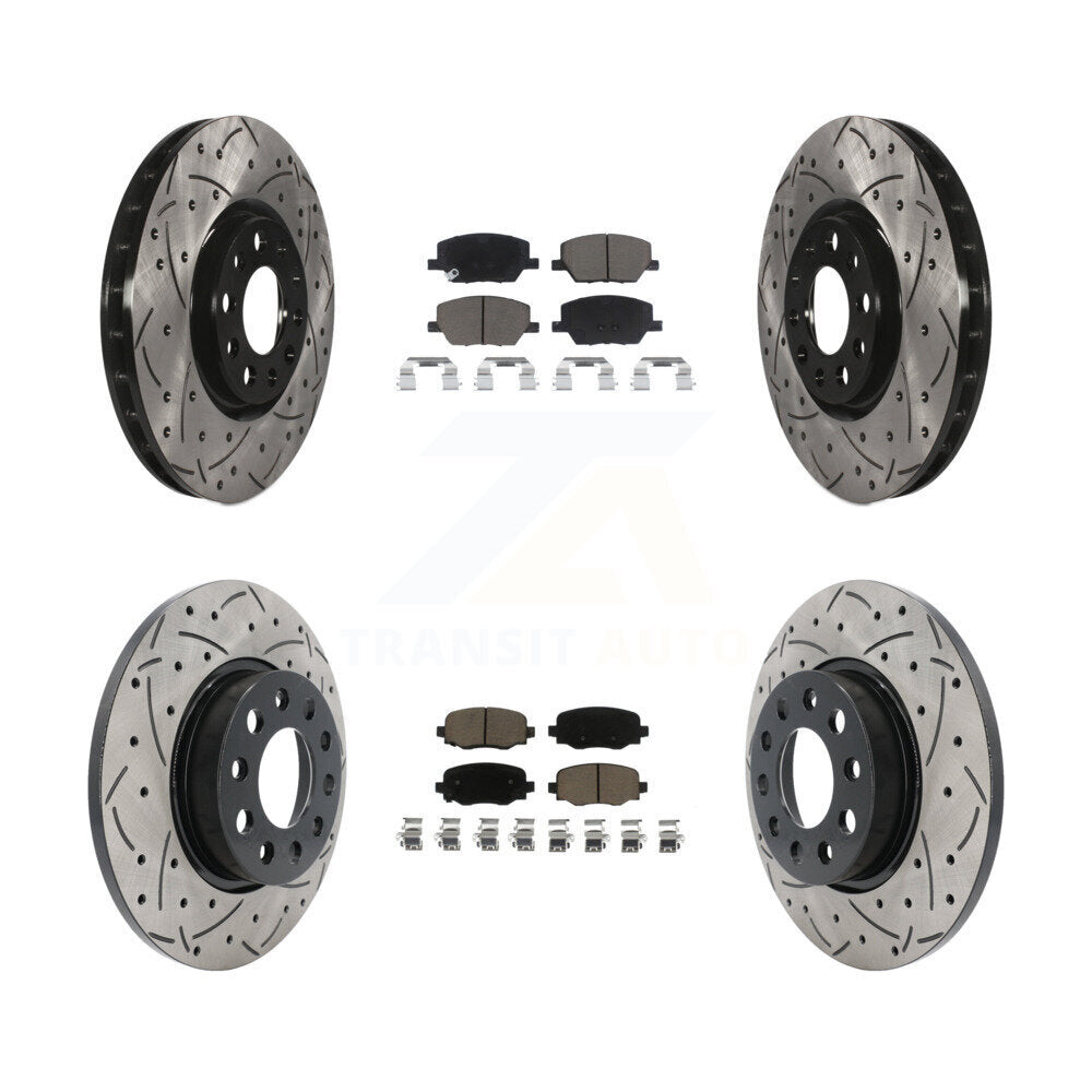 Drilled Slot Brake Rotors Ceramic Pad Front Rear Kit For Jeep Renegade Fiat 500X