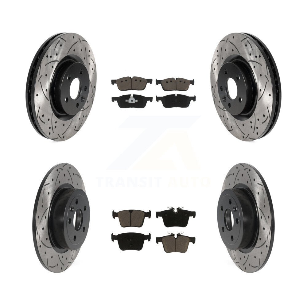 Drilled Slot Brake Rotors Ceramic Pad Front Rear Kit For Land Rover Range Evoque