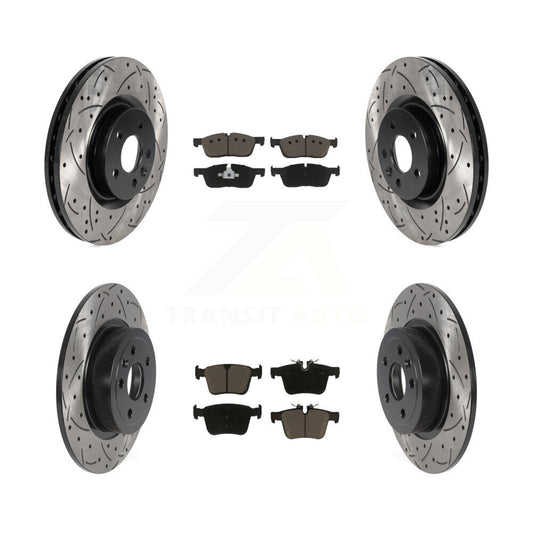 Drilled Slot Brake Rotors Ceramic Pad Front Rear Kit For Land Rover Range Evoque