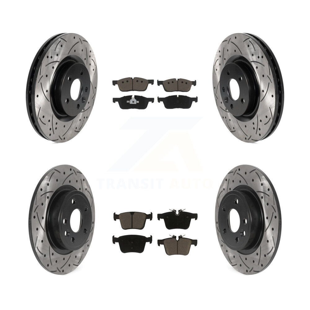 Drill Slot Brake Rotor Ceramic Pad Front Rear Kit For Land Rover Discovery Sport