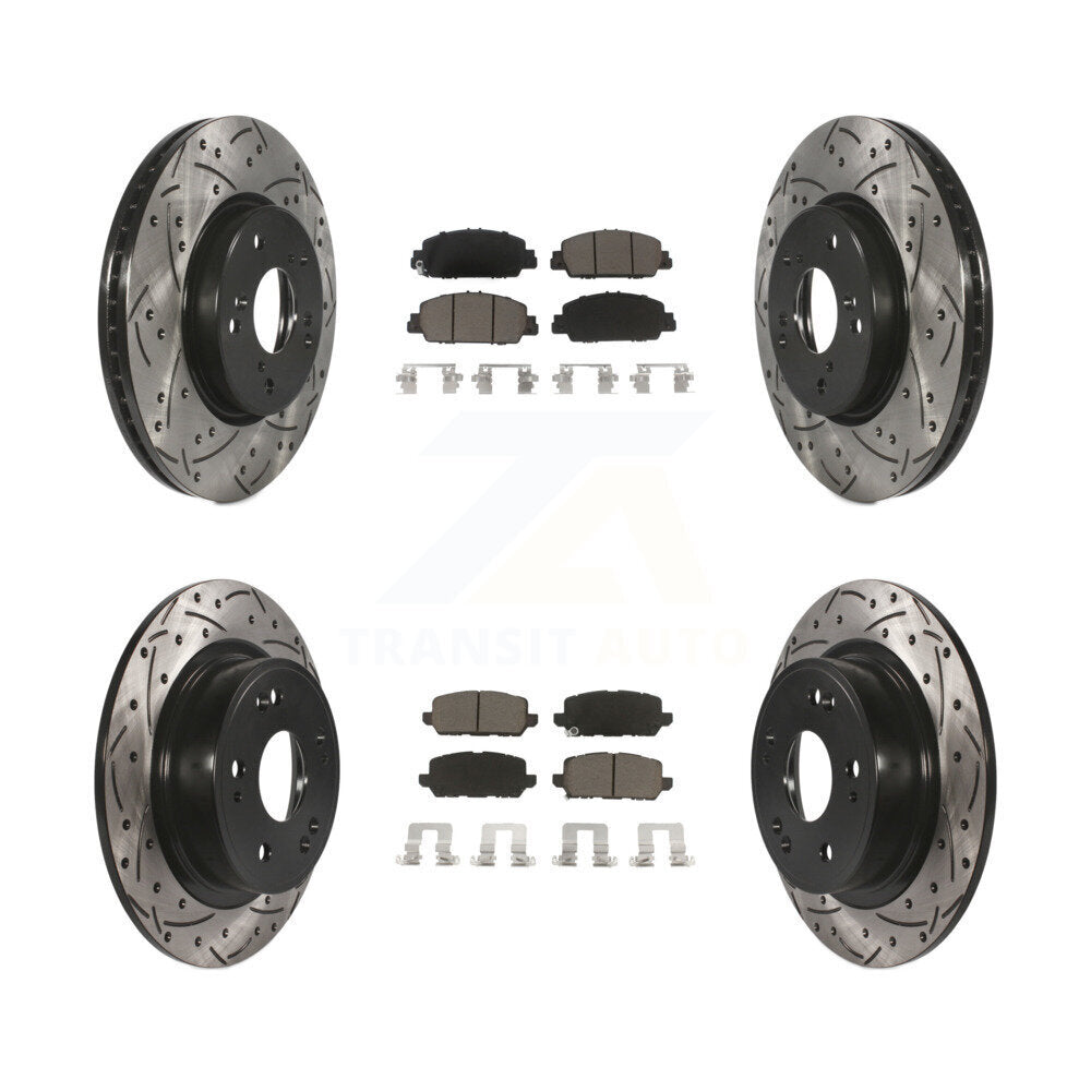 Drill Slot Disc Brake Rotors Ceramic Pad Front Rear Kit For 2016-2022 Honda HR-V