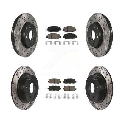 Drill Slot Disc Brake Rotors Ceramic Pad Front Rear Kit For 2016-2022 Honda HR-V