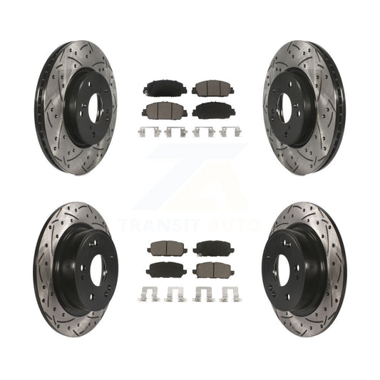 Drill Slot Disc Brake Rotors Ceramic Pad Front Rear Kit For 2016-2022 Honda HR-V