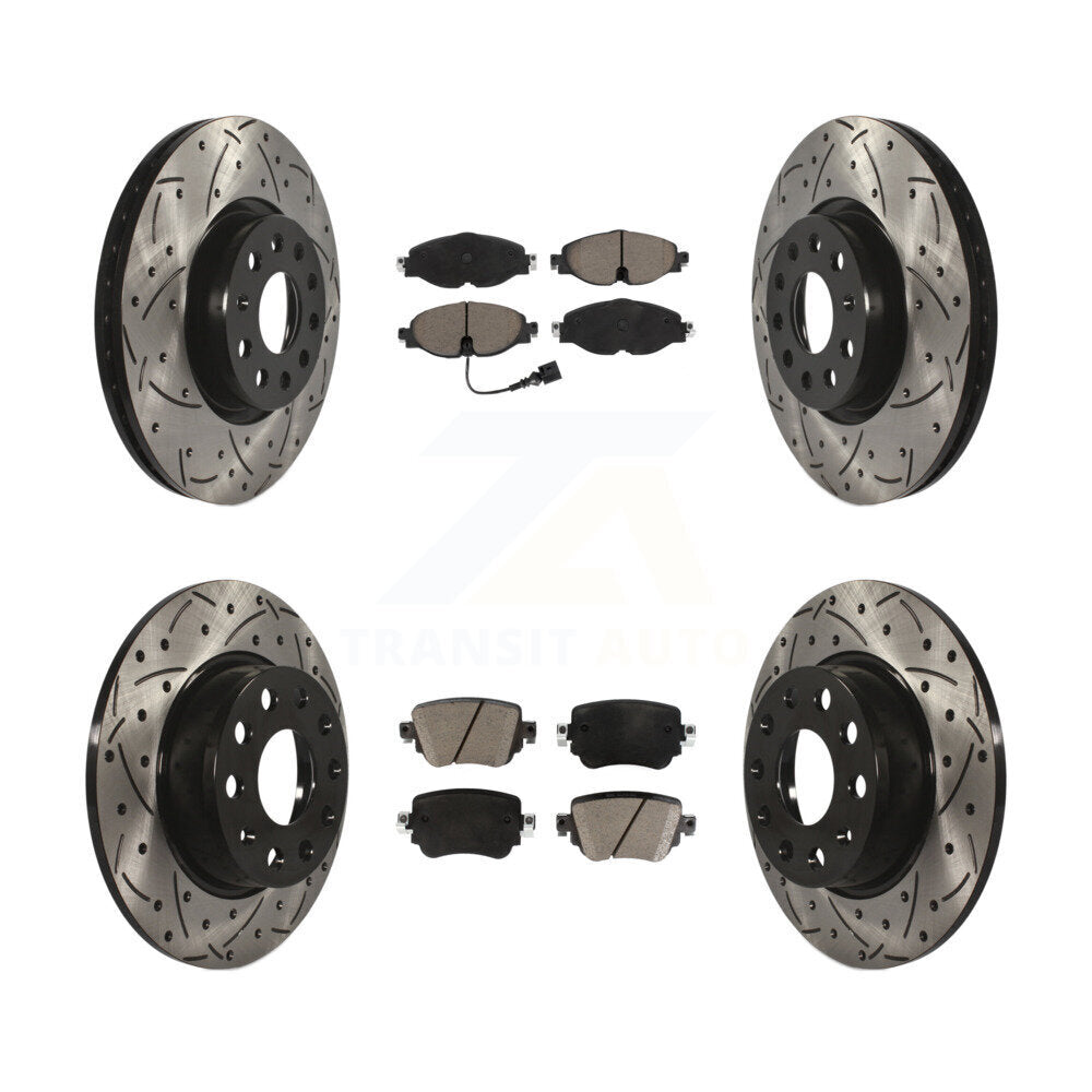 Drill Slot Brake Rotor Ceramic Pad Front Rear Kit For Volkswagen Golf SportWagen