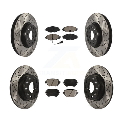 Drill Slot Brake Rotor Ceramic Pad Front Rear Kit For Volkswagen Golf SportWagen