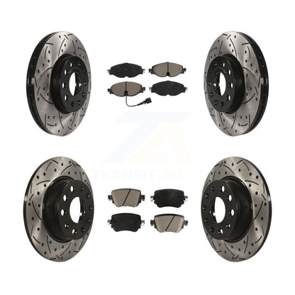 Drill Slot Brake Rotor Ceramic Pad Front Rear Kit For Volkswagen Golf SportWagen