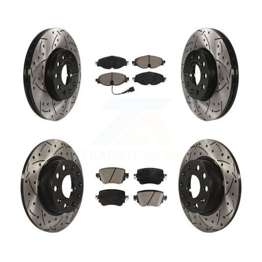 Drill Slot Brake Rotor Ceramic Pad Front Rear Kit For Volkswagen Golf SportWagen