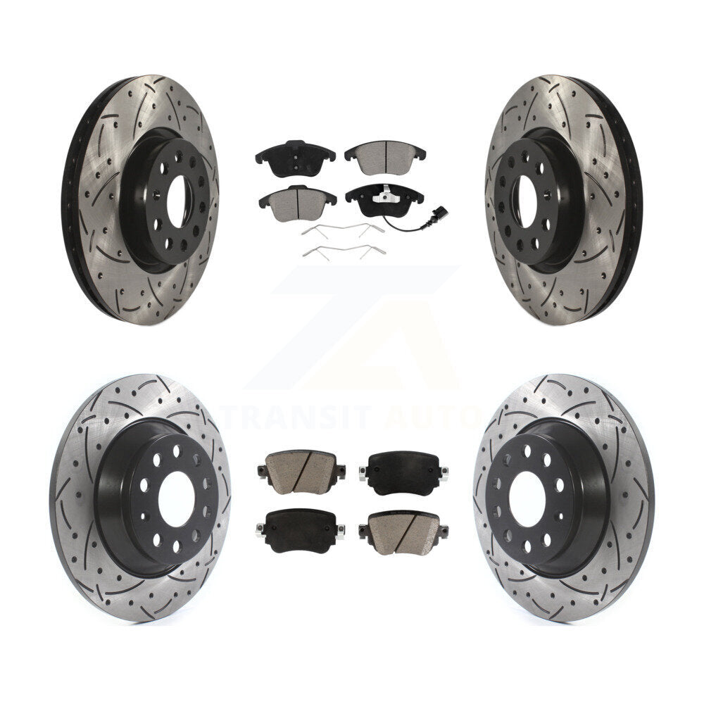 Drill Slot Brake Rotors Ceramic Pad Front Rear Kit For 2016-2018 Audi Q3 Quattro