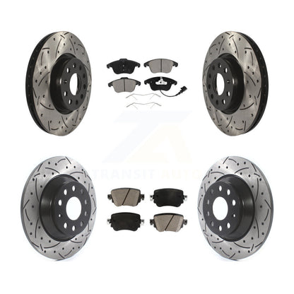 Drill Slot Brake Rotors Ceramic Pad Front Rear Kit For 2016-2018 Audi Q3 Quattro