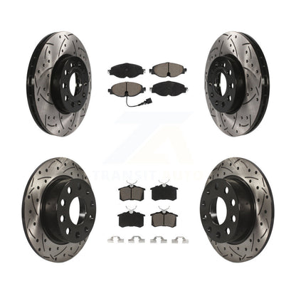 Drill Slot Brake Rotor Ceramic Pad Front Rear Kit For Volkswagen Golf SportWagen