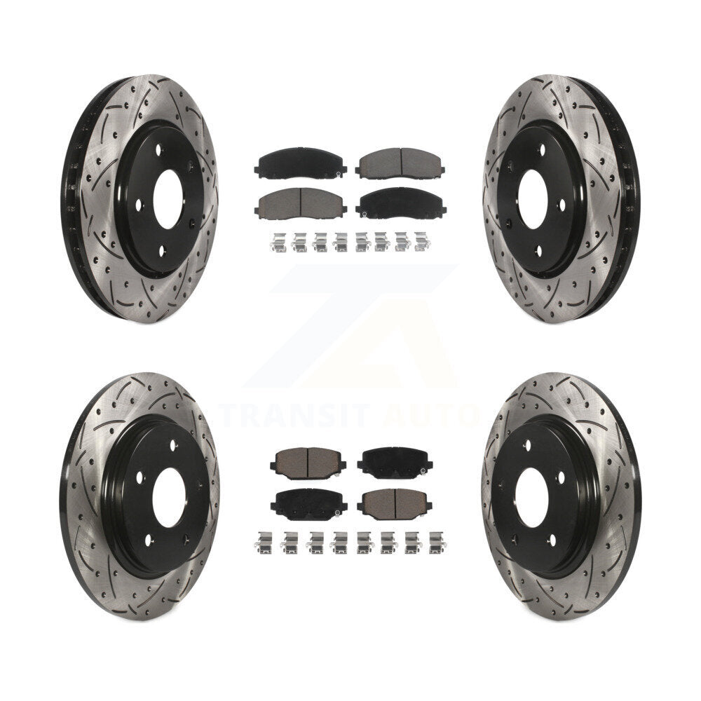 Drilled Slot Disc Brake Rotor Ceramic Pad Front Rear Kit For Dodge Grand Caravan