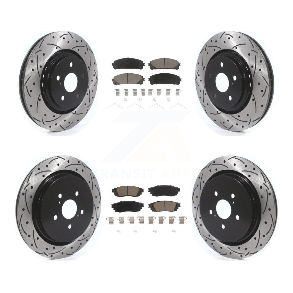 Drill Slot Brake Rotors Ceramic Pad Front Rear Kit For Lexus RX350 RX450h RX350L