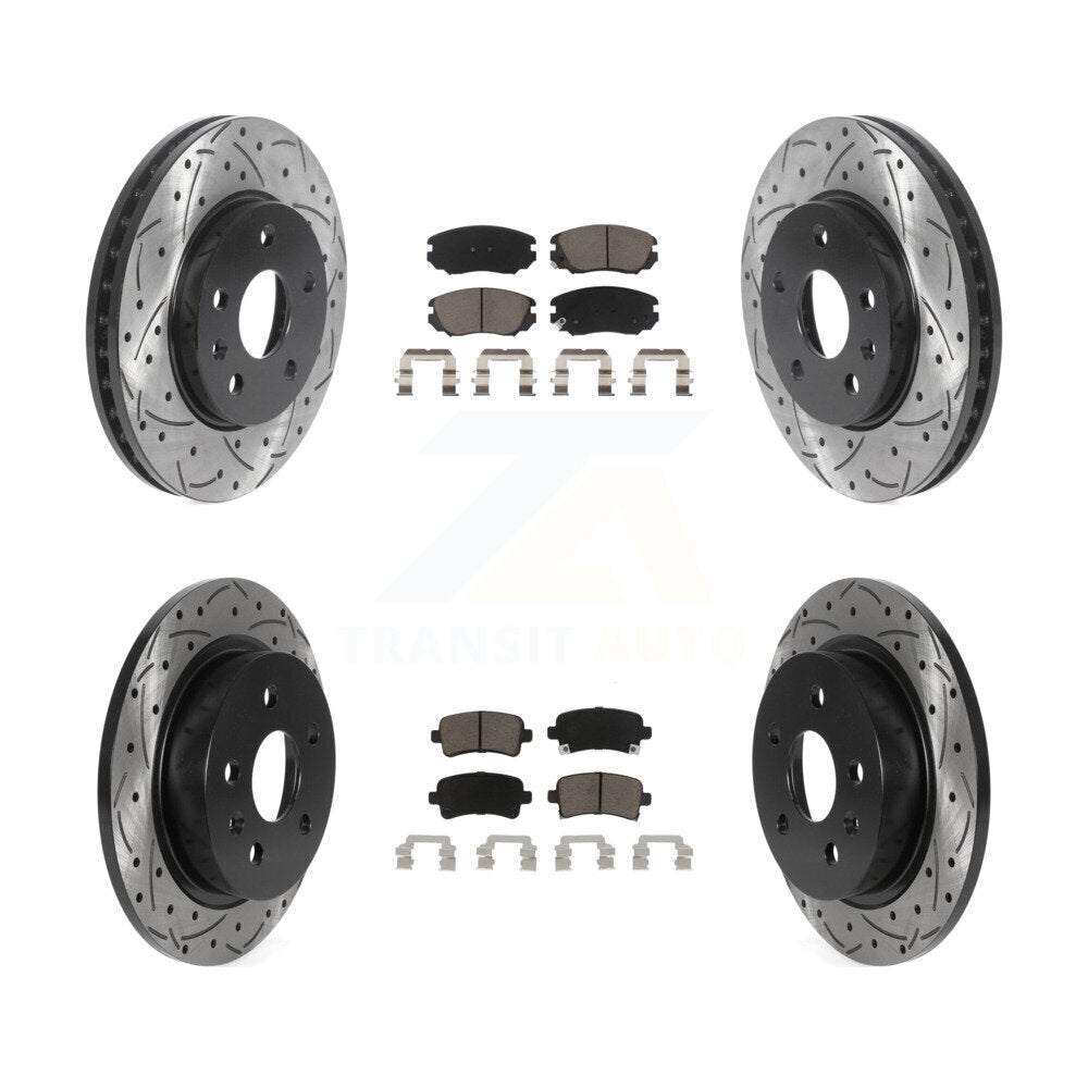 Drilled Slot Brake Rotor Ceramic Pad Front Rear Kit For Chevrolet Malibu Limited