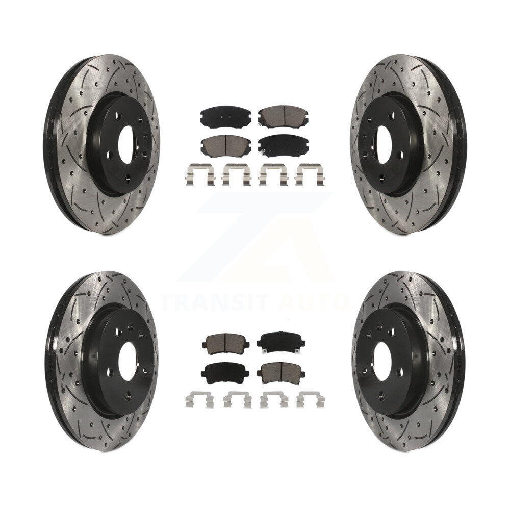 Drilled Slot Brake Rotors Ceramic Pad Front Rear Kit For Chevrolet Malibu Impala