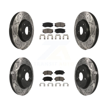 Drilled Slot Brake Rotors Ceramic Pad Front Rear Kit For Chevrolet Malibu Impala