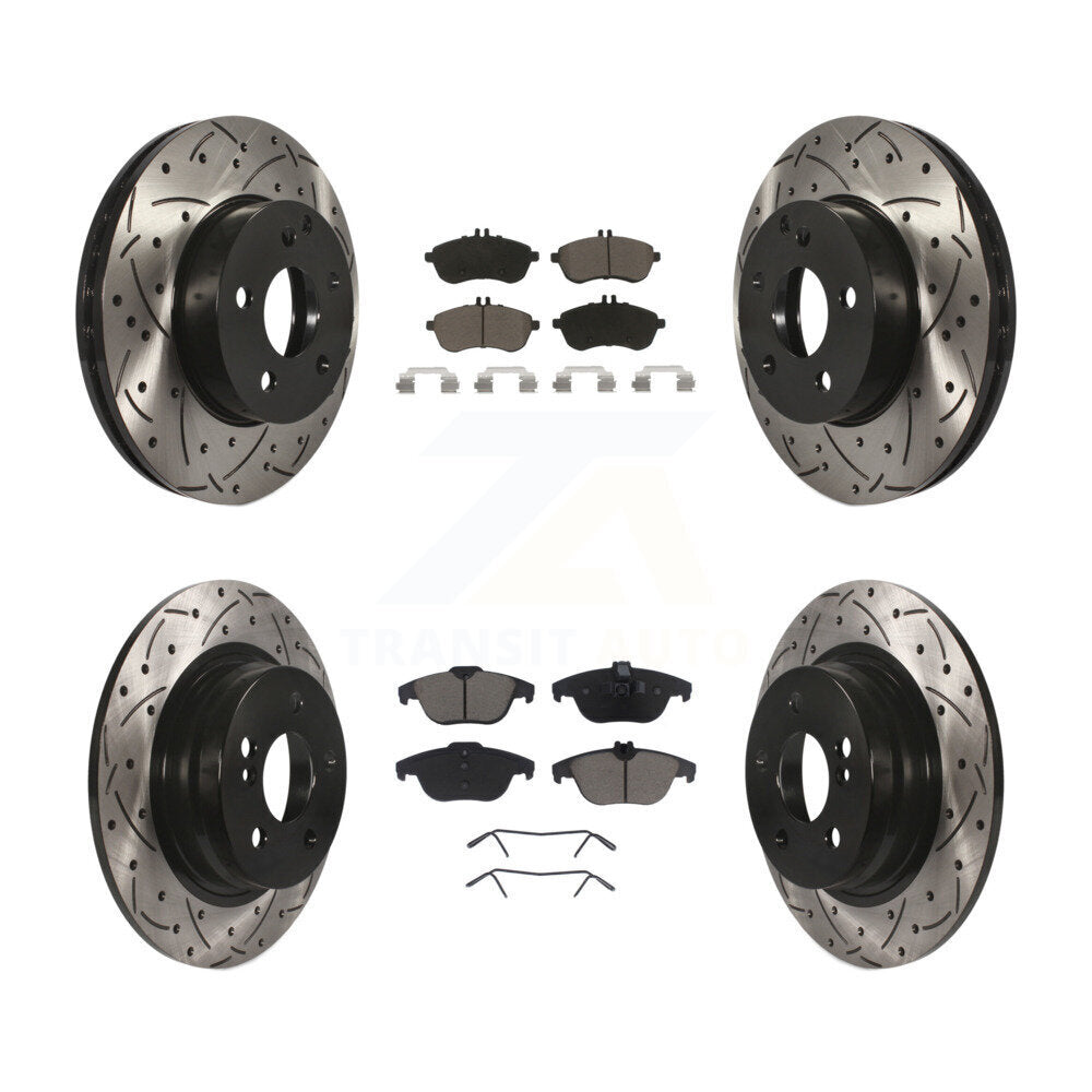 Drilled Slot Brake Rotors Ceramic Pad Front Rear Kit For Mercedes-Benz C250 C230