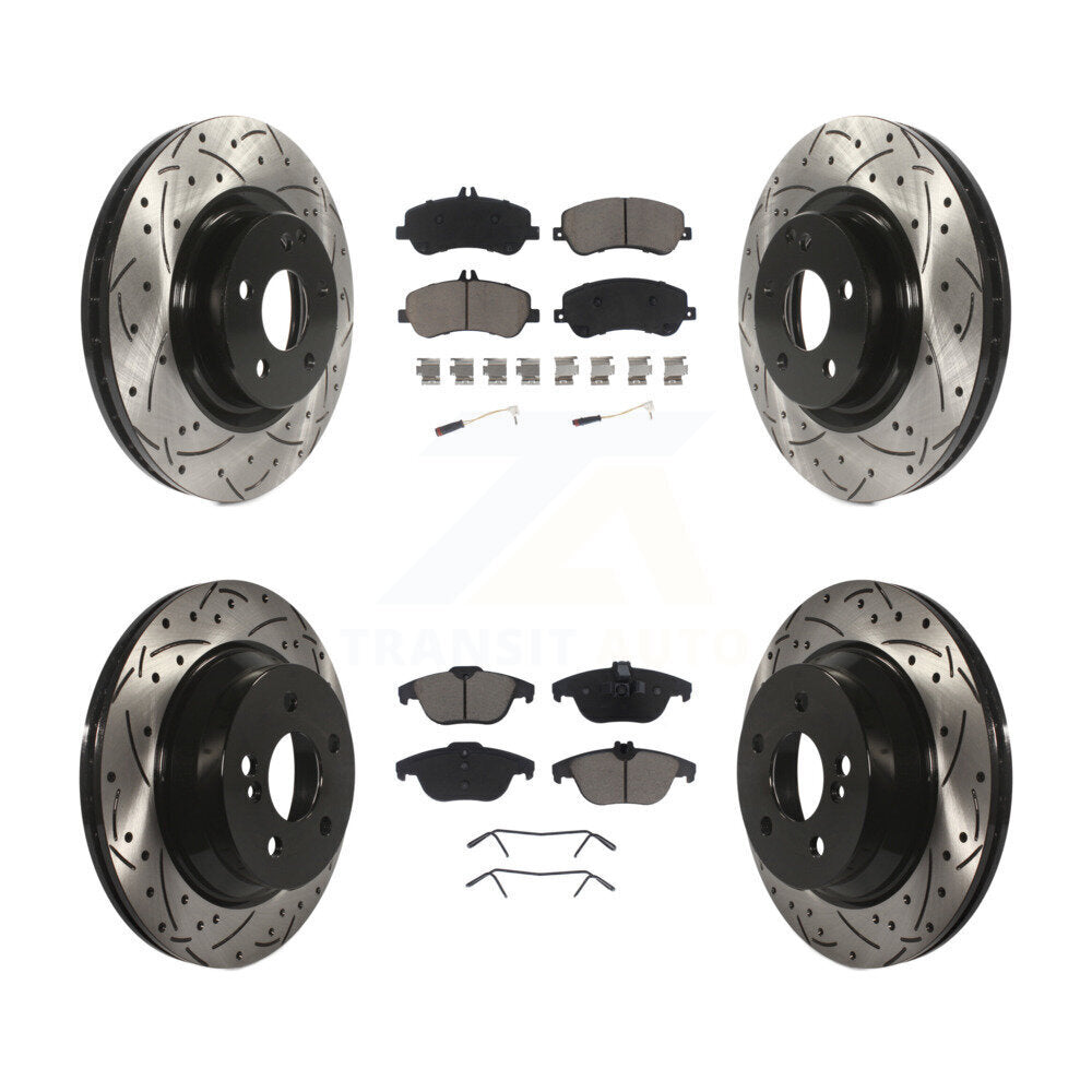 Drill Slot Disc Brake Rotors Ceramic Pad Front Rear Kit For Mercedes-Benz GLK350