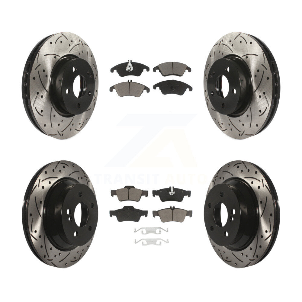 Drilled Slot Brake Rotors Ceramic Pad Front Rear Kit For Mercedes-Benz E350 E400