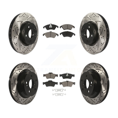 Drilled Slot Brake Rotors Ceramic Pad Front Rear Kit For Mercedes-Benz E350 E400
