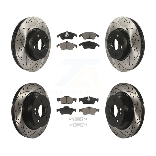 Drilled Slot Brake Rotors Ceramic Pad Front Rear Kit For Mercedes-Benz E350 E400