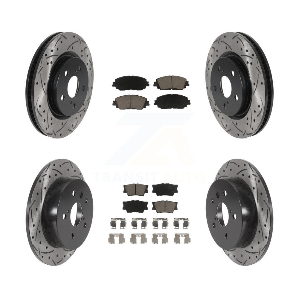 Coated Drilled Slot Disc Brake Rotor Ceramic Pad Front Rear Kit For Toyota Camry