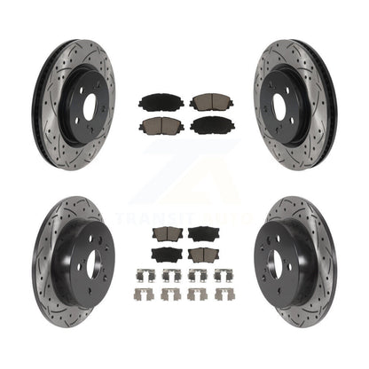 Coated Drilled Slot Disc Brake Rotor Ceramic Pad Front Rear Kit For Toyota Camry