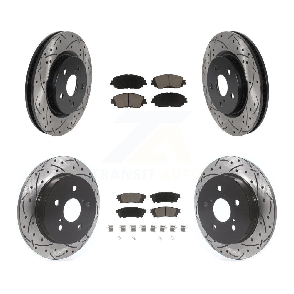Drill Slot Brake Rotors Ceramic Pad Front Rear Kit For Toyota RAV4 Camry Corolla