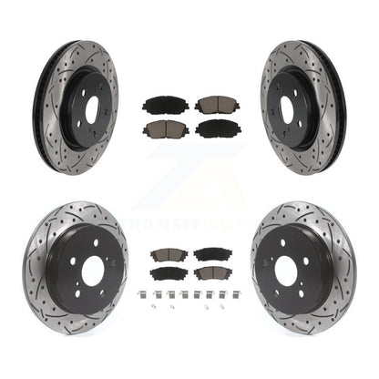 Drill Slot Brake Rotors Ceramic Pad Front Rear Kit For Toyota RAV4 Camry Corolla