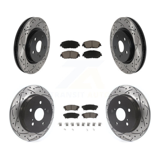 Drill Slot Brake Rotors Ceramic Pad Front Rear Kit For Toyota RAV4 Camry Corolla