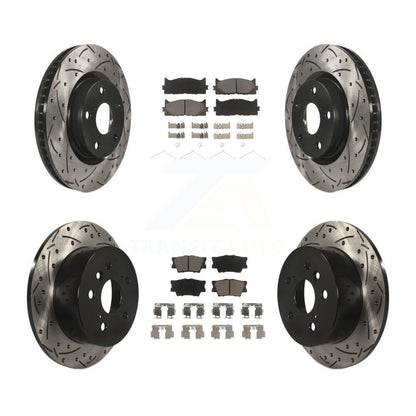 Drilled Slot Brake Rotor Ceramic Pad Front Rear Kit For Toyota Camry Lexus ES350