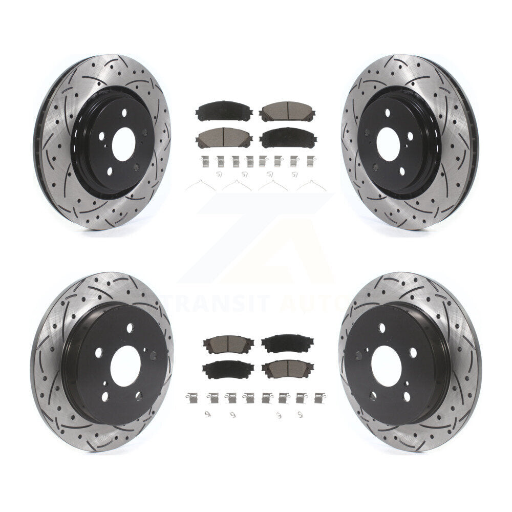 Drilled Slot Brake Rotors Ceramic Pad Front Rear Kit For Toyota Camry Avalon TRD
