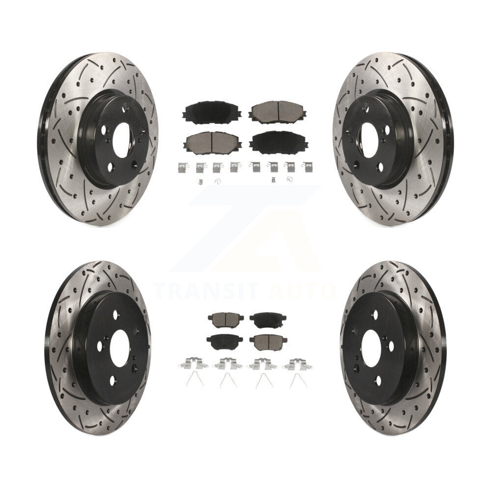 Drill Slot Brake Rotor Ceramic Pad Front Rear Kit For Toyota Corolla Matrix Vibe