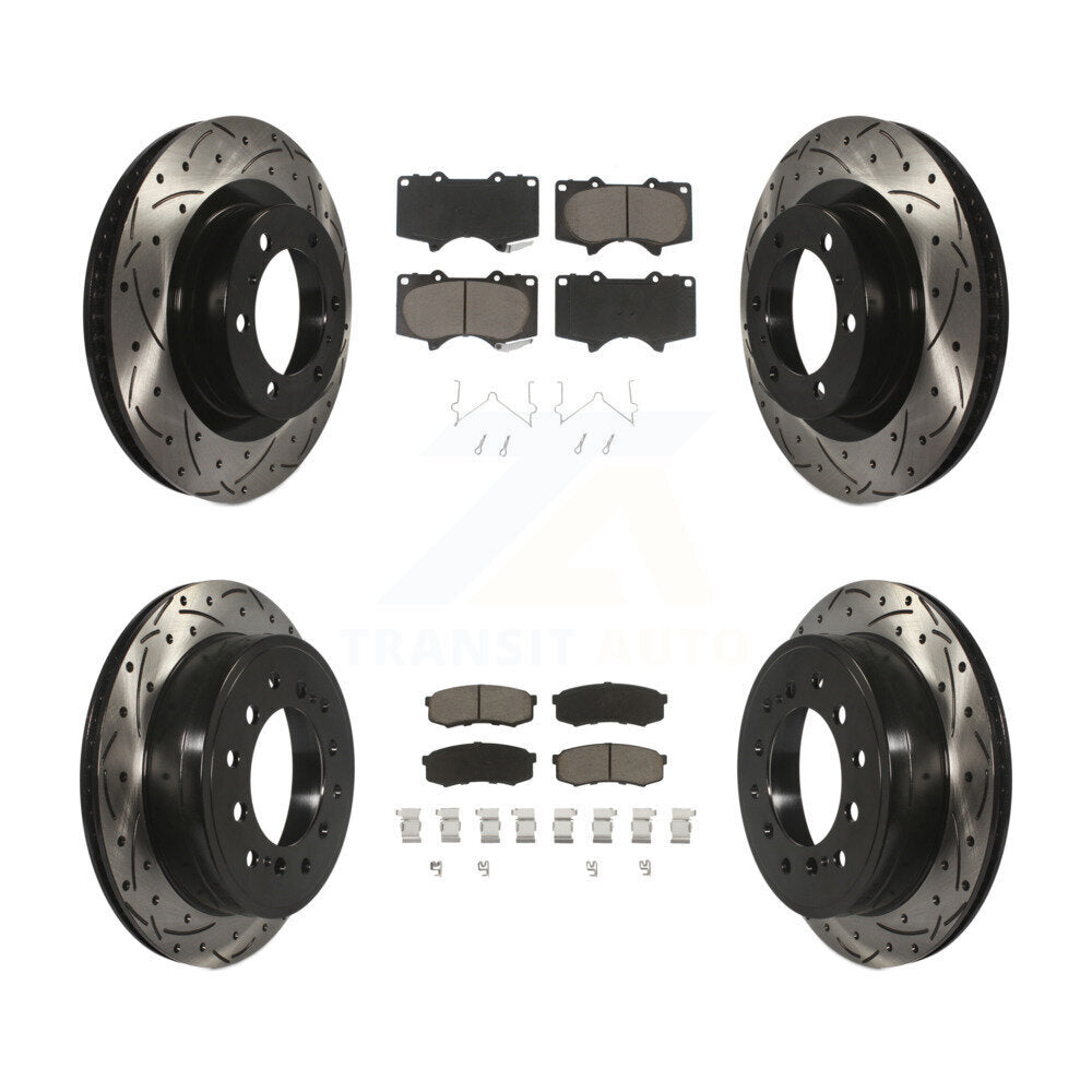 Drill Slot Brake Rotor Ceramic Pad Front Rear Kit For Toyota 4Runner Lexus GX460