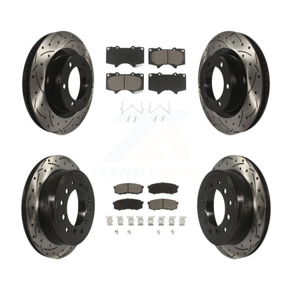 Drill Slot Brake Rotor Ceramic Pad Front Rear Kit For Toyota 4Runner Lexus GX460