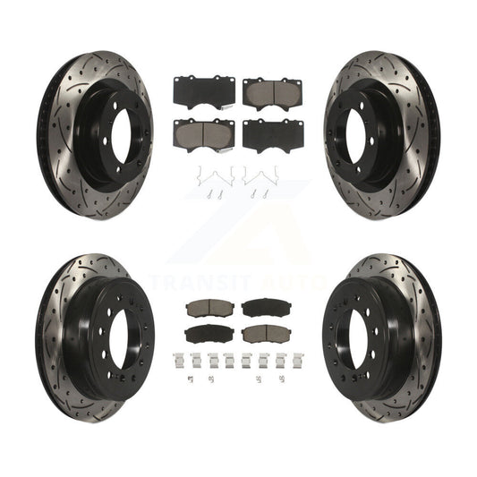 Drill Slot Brake Rotor Ceramic Pad Front Rear Kit For Toyota 4Runner Lexus GX460
