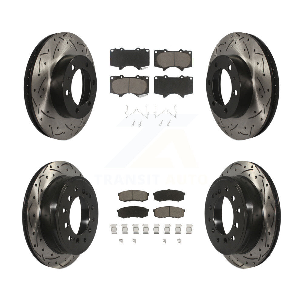 Drilled Slot Brake Rotors Ceramic Pad Front Rear Kit For 10-14 Toyota FJ Cruiser