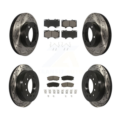 Drilled Slot Brake Rotors Ceramic Pad Front Rear Kit For 10-14 Toyota FJ Cruiser