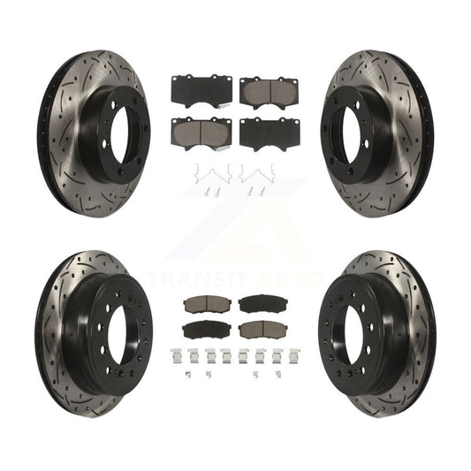 Drilled Slot Brake Rotors Ceramic Pad Front Rear Kit For 10-14 Toyota FJ Cruiser