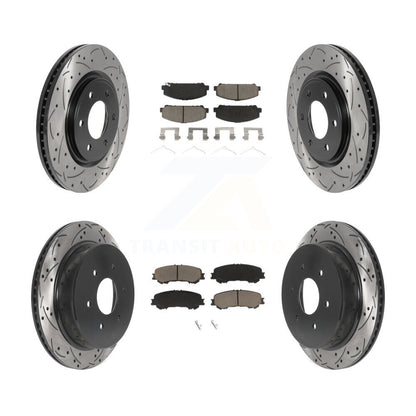 Drilled Slot Brake Rotor & Ceramic Pad Front Rear Kit For 2017-2023 Nissan TITAN