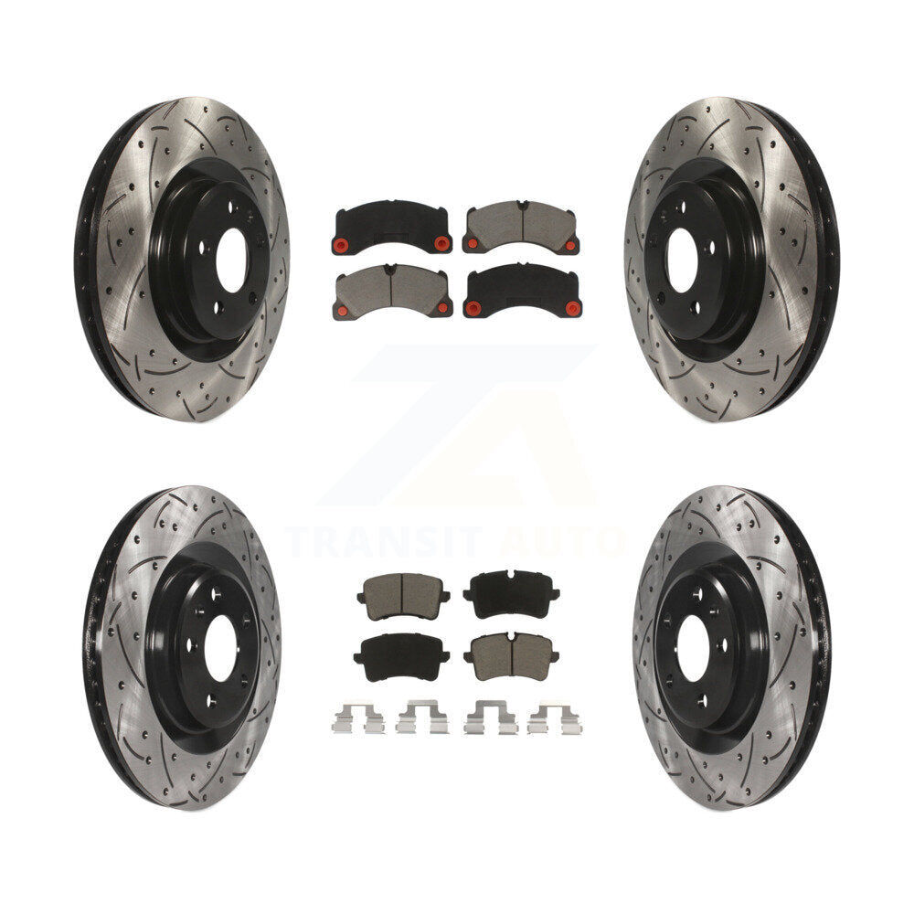 Drilled Slot Brake Rotors Ceramic Pad Front Rear Kit For 2017 Porsche Macan Base