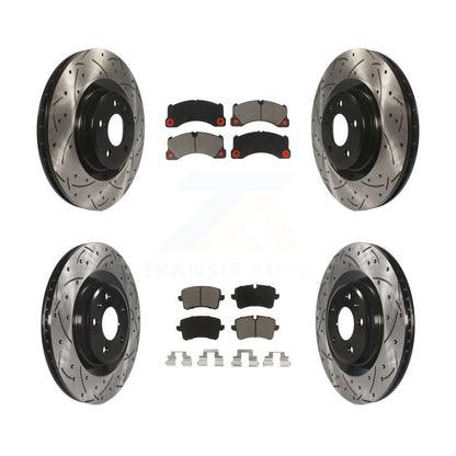 Drilled Slot Brake Rotors Ceramic Pad Front Rear Kit For 2017 Porsche Macan Base